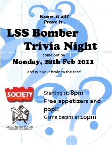 Come out to the LSS' Bomber Trivia Night!